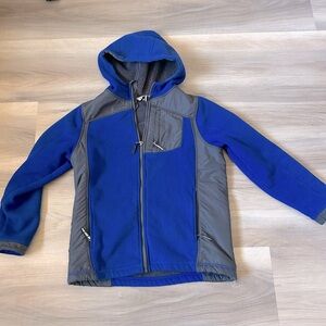 Lands' End blue and gray fleece Boys jacket 10-12